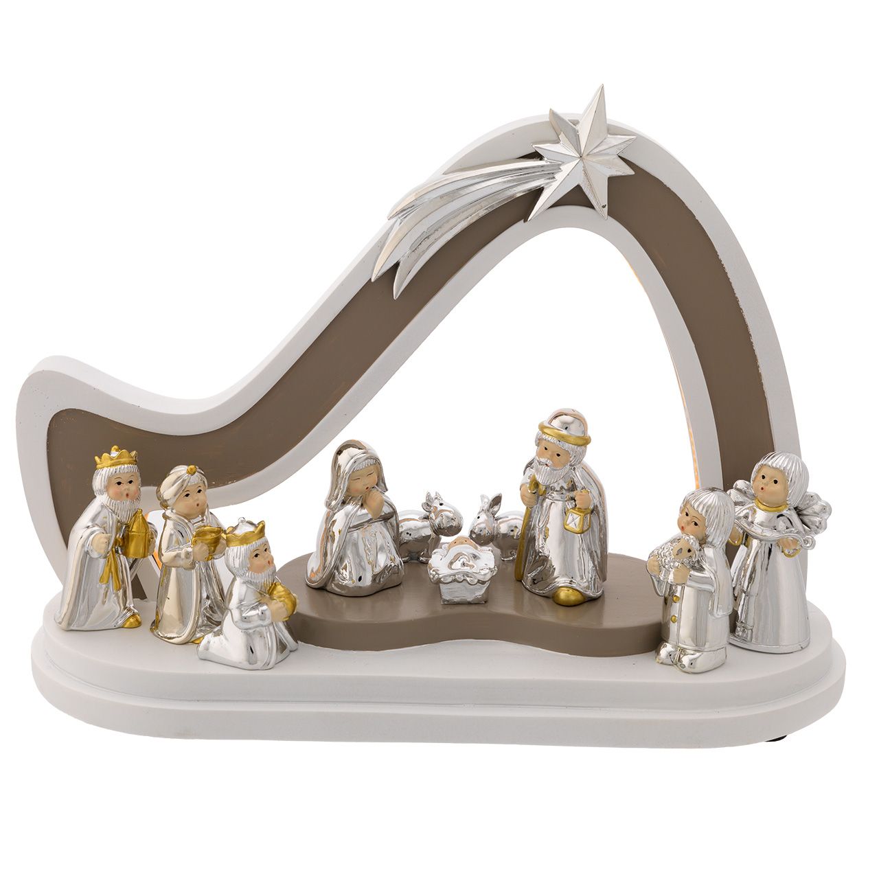 CAPANNA 12*27*21 BICOLORE CON LED + PRESEPE PROVENZALE 10 PZI
